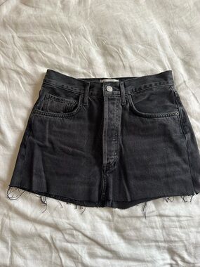 Agolde Black Denim Waistband Detail Skirt